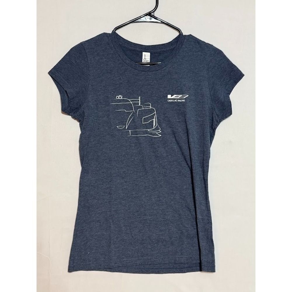Cadillac Racing Womens M Blue Graphic T Shirt Fitted Motorsports Tee